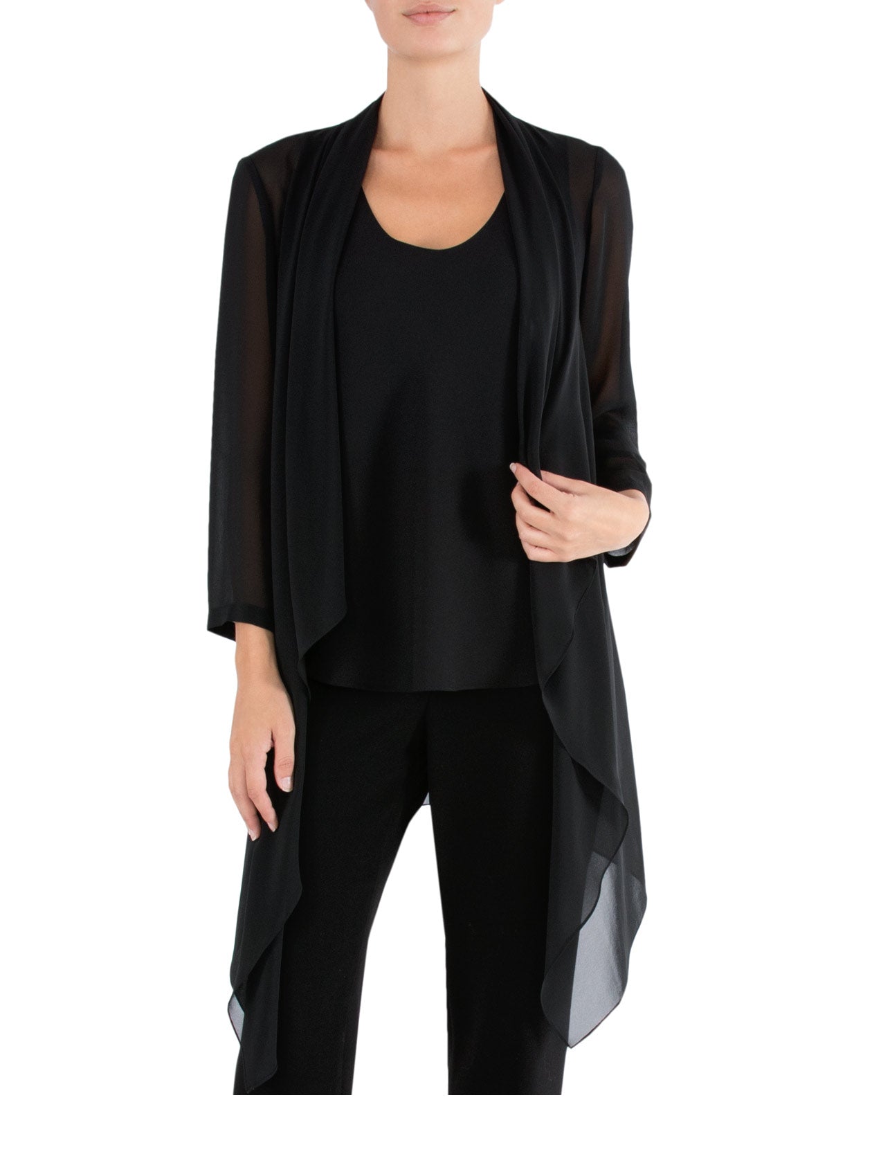 Black Chiffon Sheer Kimono Jacket